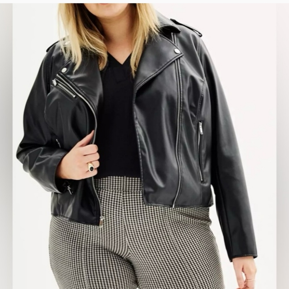 Nine West faux moto jacket SZ 1X NWT